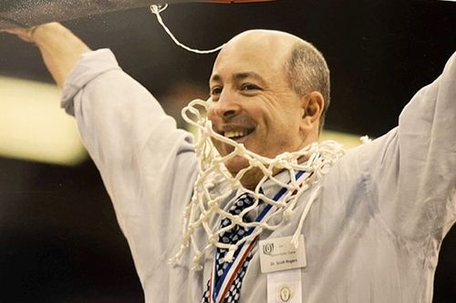 MOUNT NOTRE DAME	BASKETBALL 2003-04 Coach Rogers with net around his neck